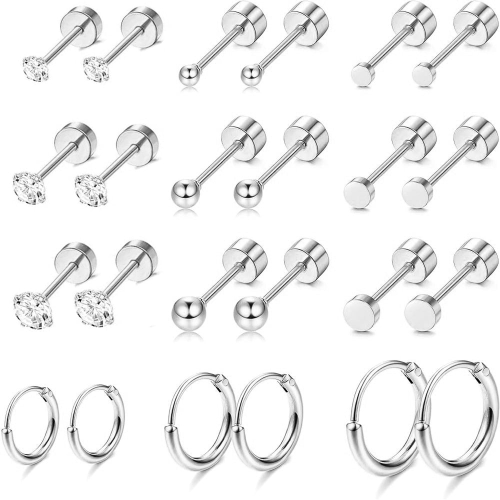 Stainless Steel Ball Round Cake Thread Earrings