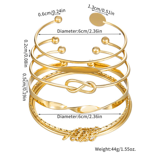 Women's Twin Suit Round Knot Geometric Metal Bracelets