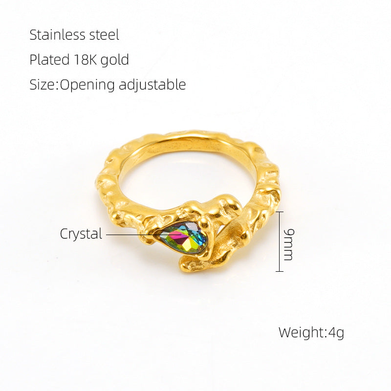 Titanium Steel Luminous Stone Open Female Rings