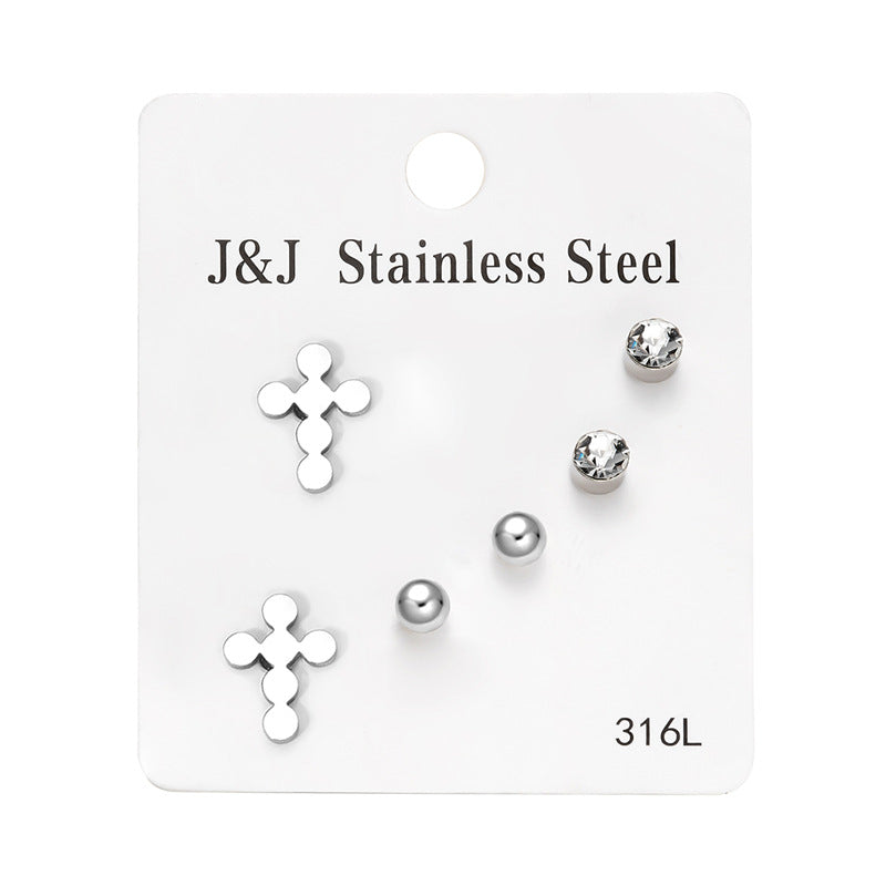 Pairs Heart Shape With Diamond Combination Earrings