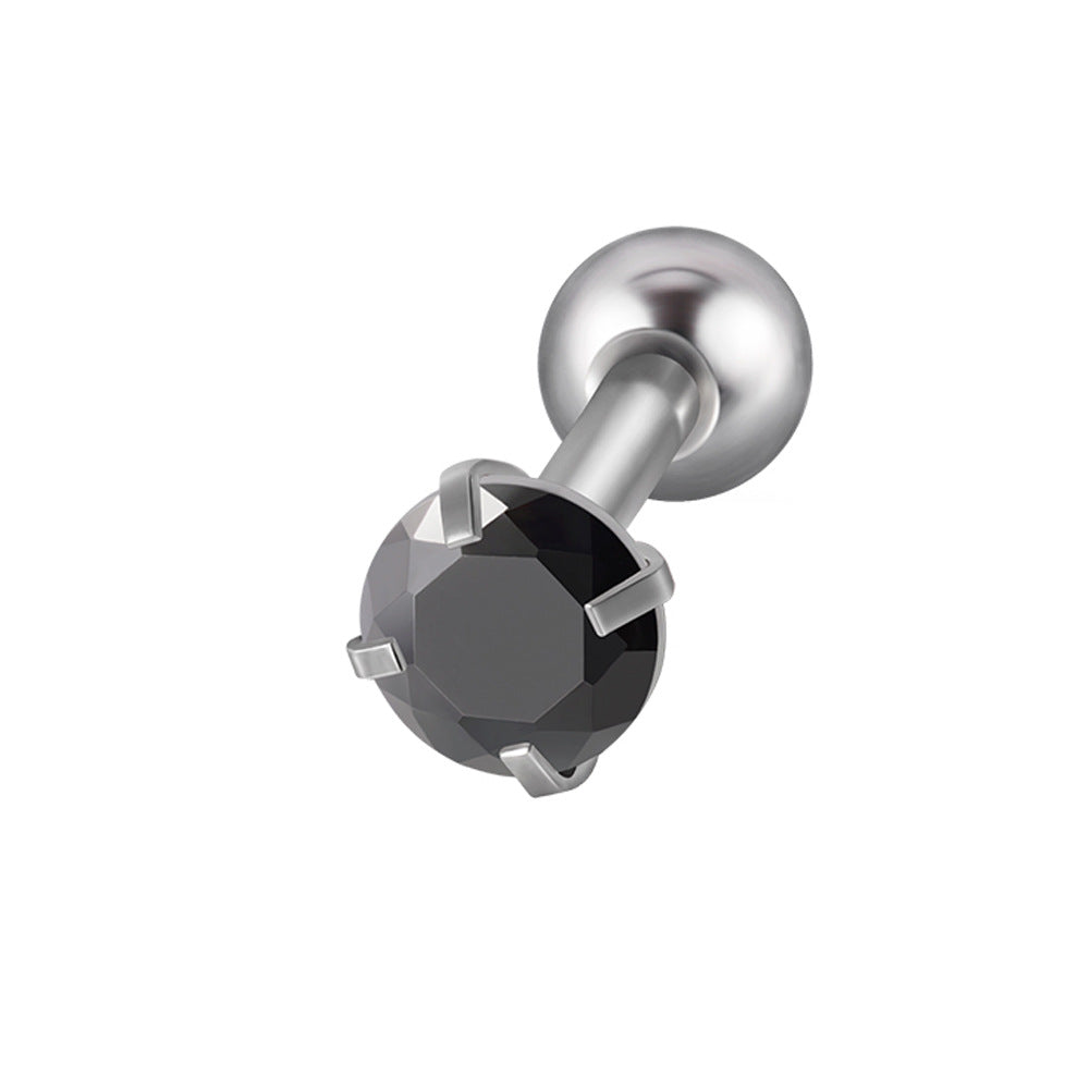 Stainless Steel Grab Opal Round Zircon Earrings