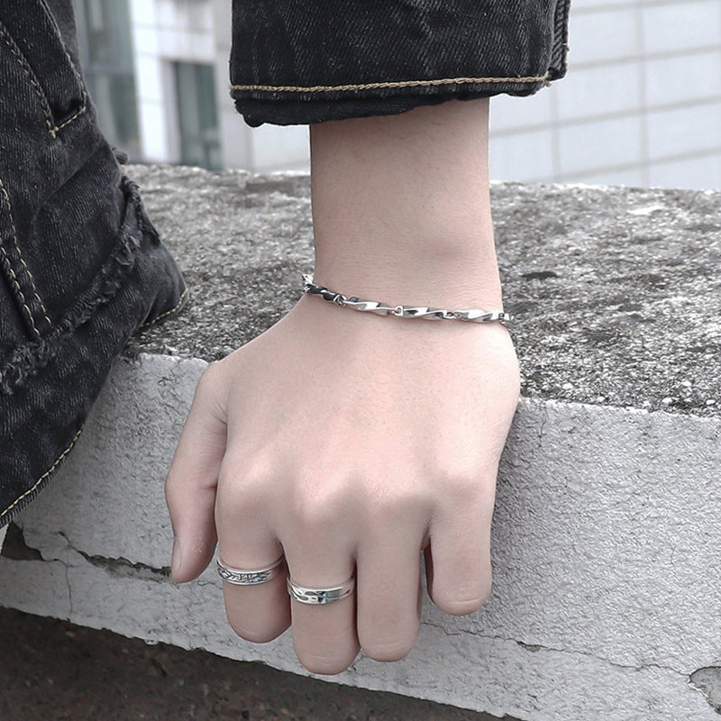 Men's Mobius Titanium Steel Hip Hop Temperament Twist Stick Bracelets