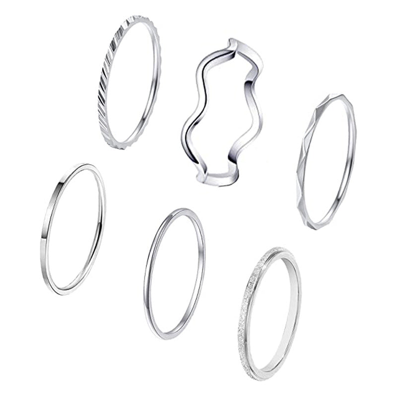 Women's Ornament Simple Knuckle Embossed Stacking Rings