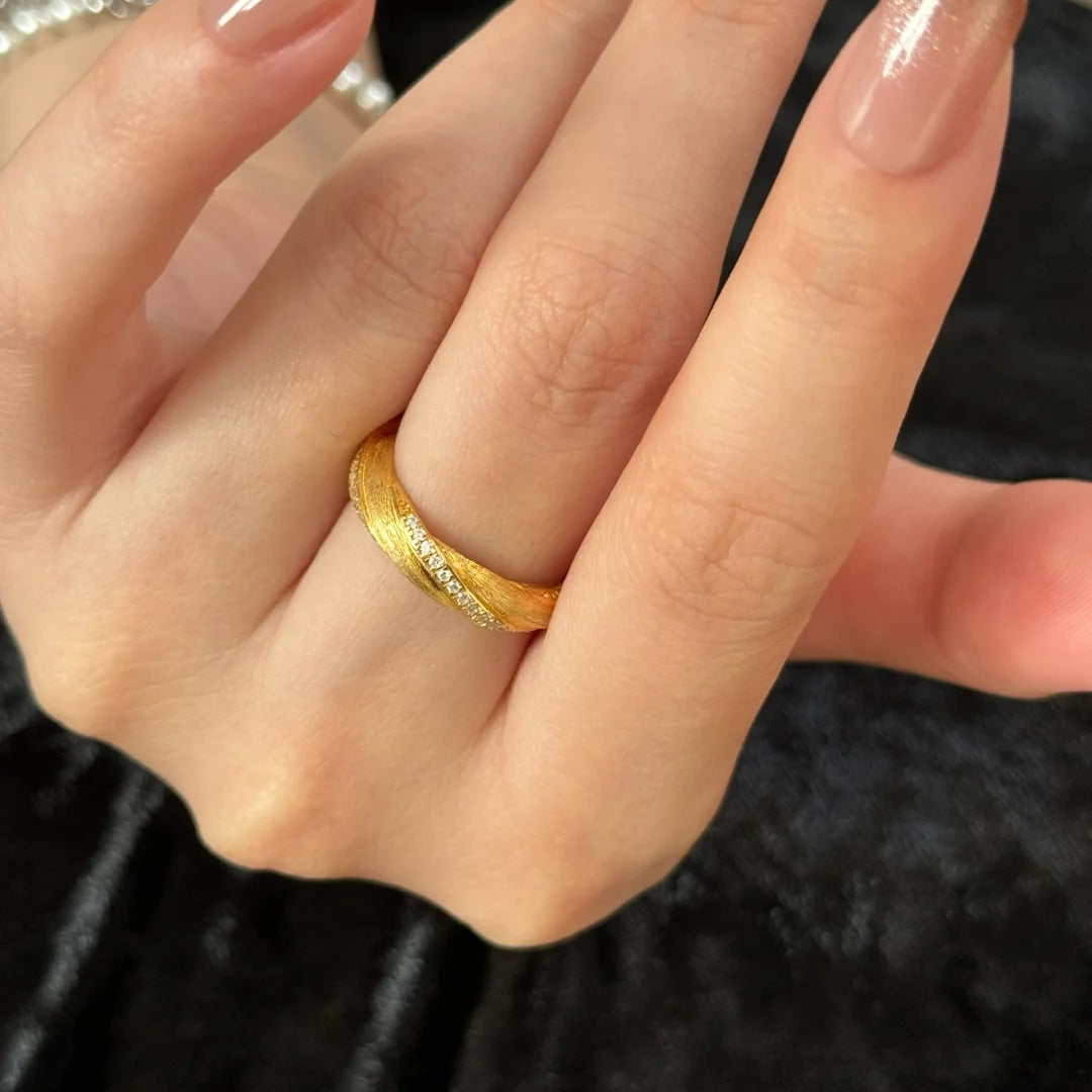 Style Brushed Rotating Twist Female Minority Fashion Rings