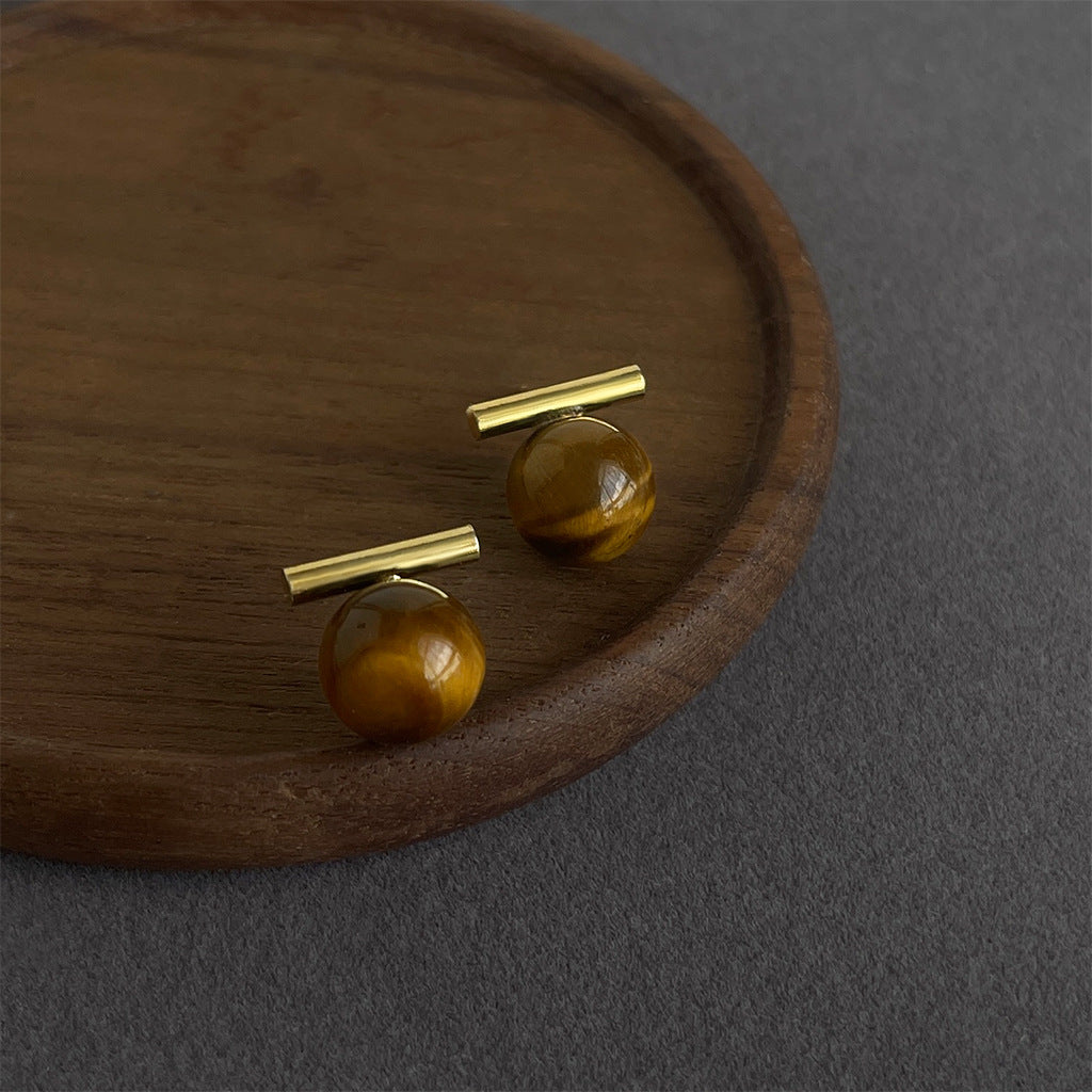 Women's Tigereye Niche Handmade French Entry Lux Earrings