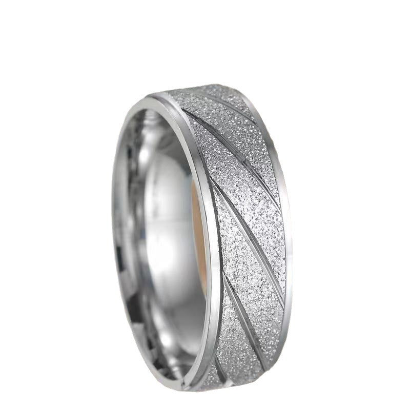 Men's Fashion Decompression Sand Pressing Striped Minimalist Rings