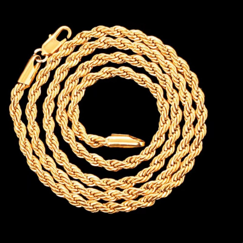 Gold-plated Twist Hemp Rope Long Buckle Necklaces