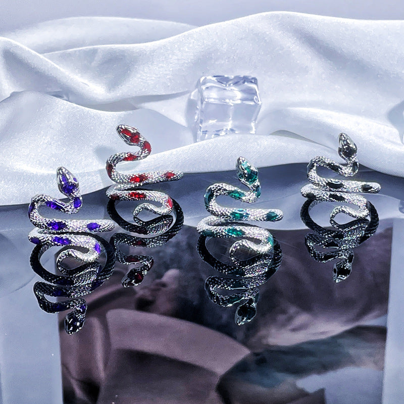 Texture Snake-shaped Drip Glazed Open Female Rings