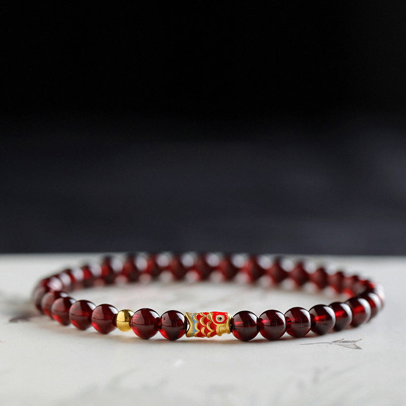 Women's Imitation Garnet Gift National Style Double Bracelets