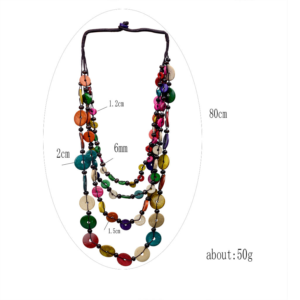 Ethnic Style Beaded Coconut Shell Tribe Necklaces