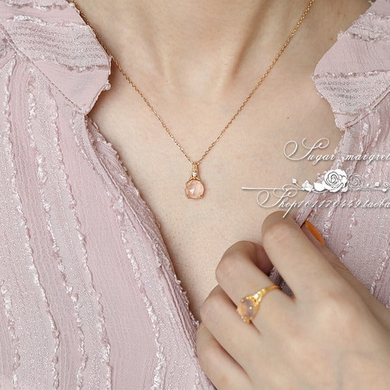 Women's Classic Retro Live Broadcast Style Pink Crystal Open Rings