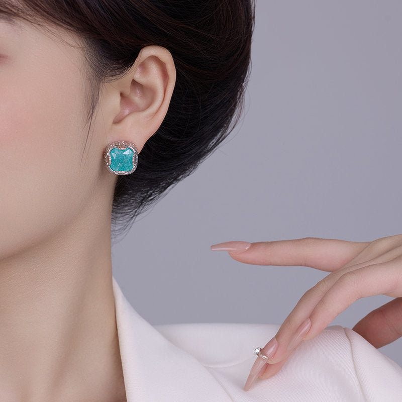 Women's Needle Zircon Square Retro Affordable Luxury High-grade Minority Earrings