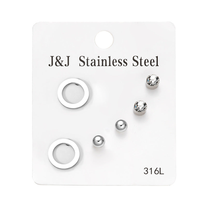 Pairs Heart Shape With Diamond Combination Earrings