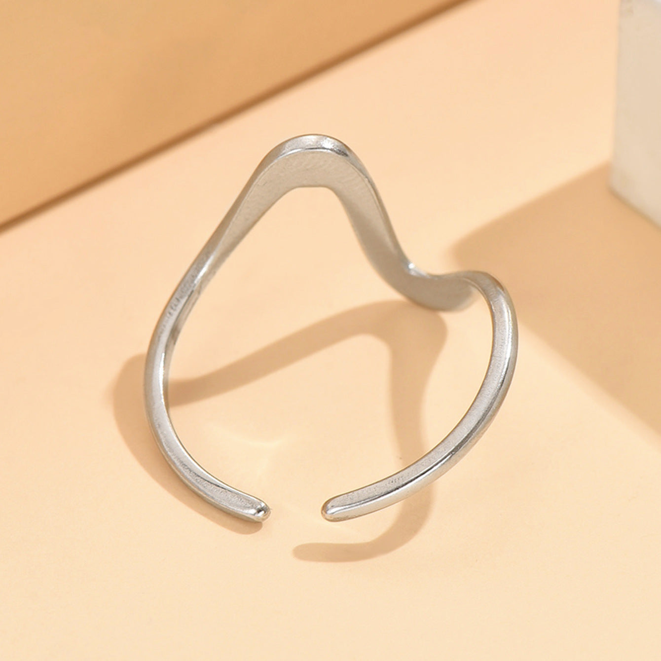 With Personality Curve Open Stainless Steel Rings