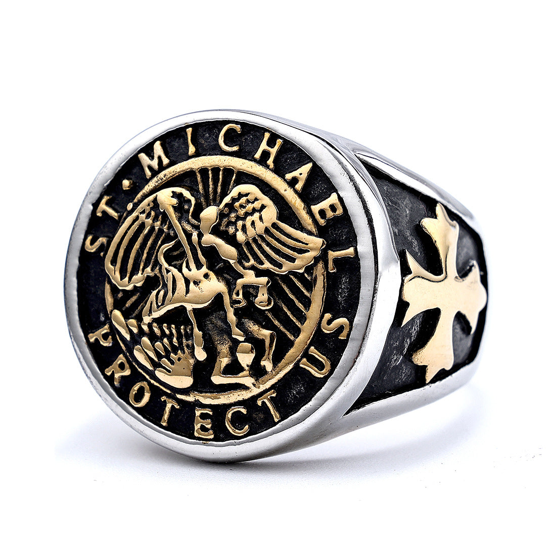 Men's Retro Archangel Titanium Steel Stainless Rings