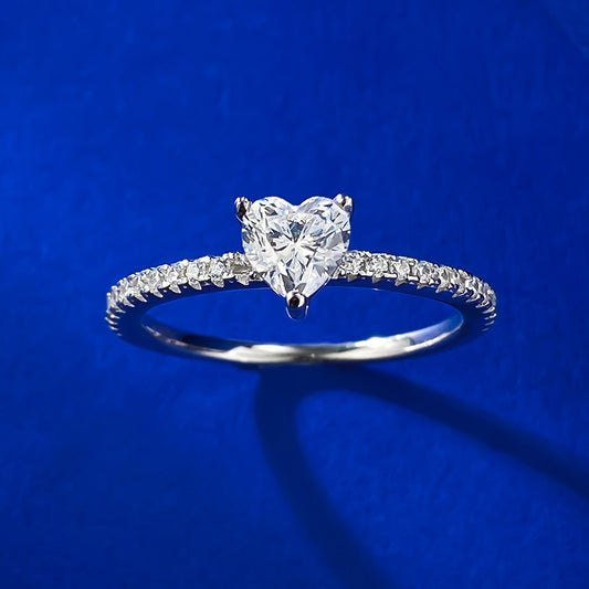 Heart Inlaid High Carbon Diamond Temperament Rings