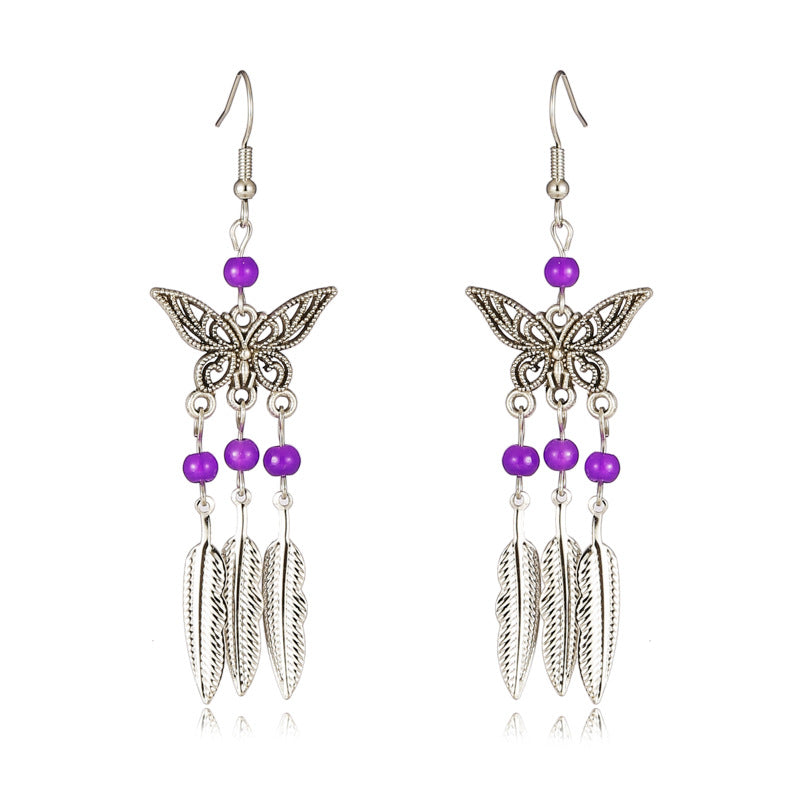 Color Short Small Butterfly Simple Bohemian Earrings