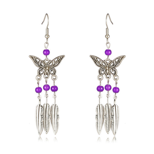 Color Short Small Butterfly Simple Bohemian Earrings