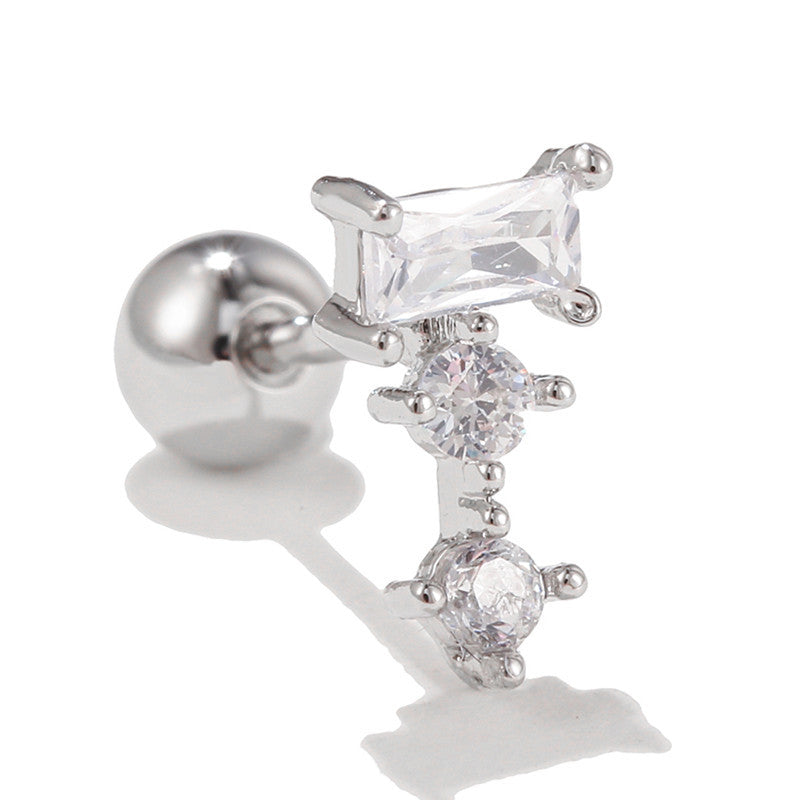 Women's Loving Heart Zircon Flower For Niche Design Ear Bone Earrings