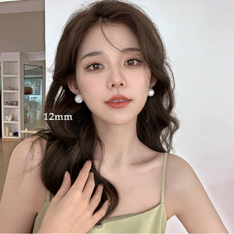 Women's Trendy Simple Sier Pearl Niche Design High Earrings