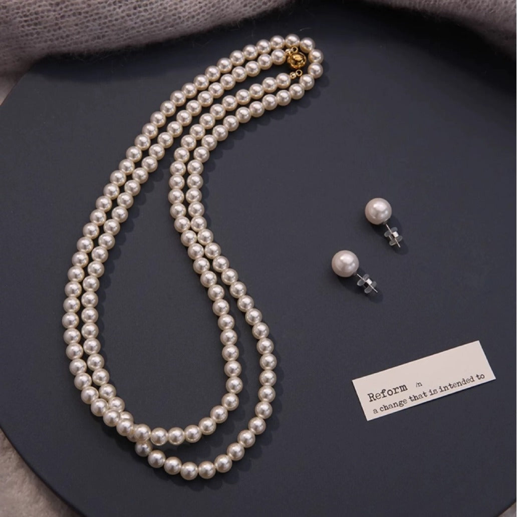 Women's Pearl Sweater Chain High-grade Long Versatile Stacked Necklaces