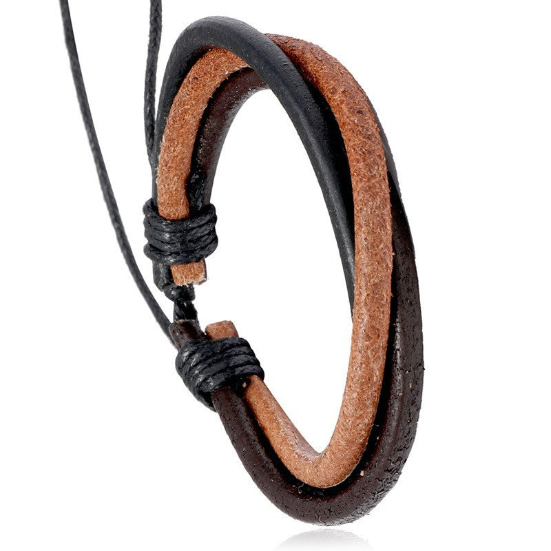 Men's Ornament Simple Handmade Woven Cattle Leather Bracelets