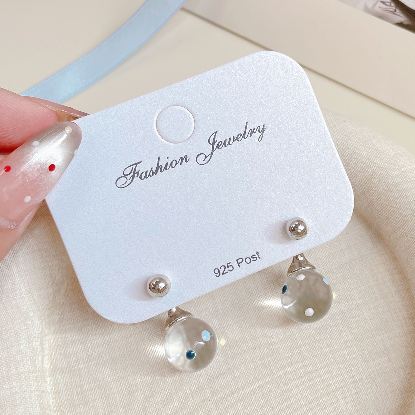 Women's Polka Dots Ball Sier Needle Exquisite Earrings