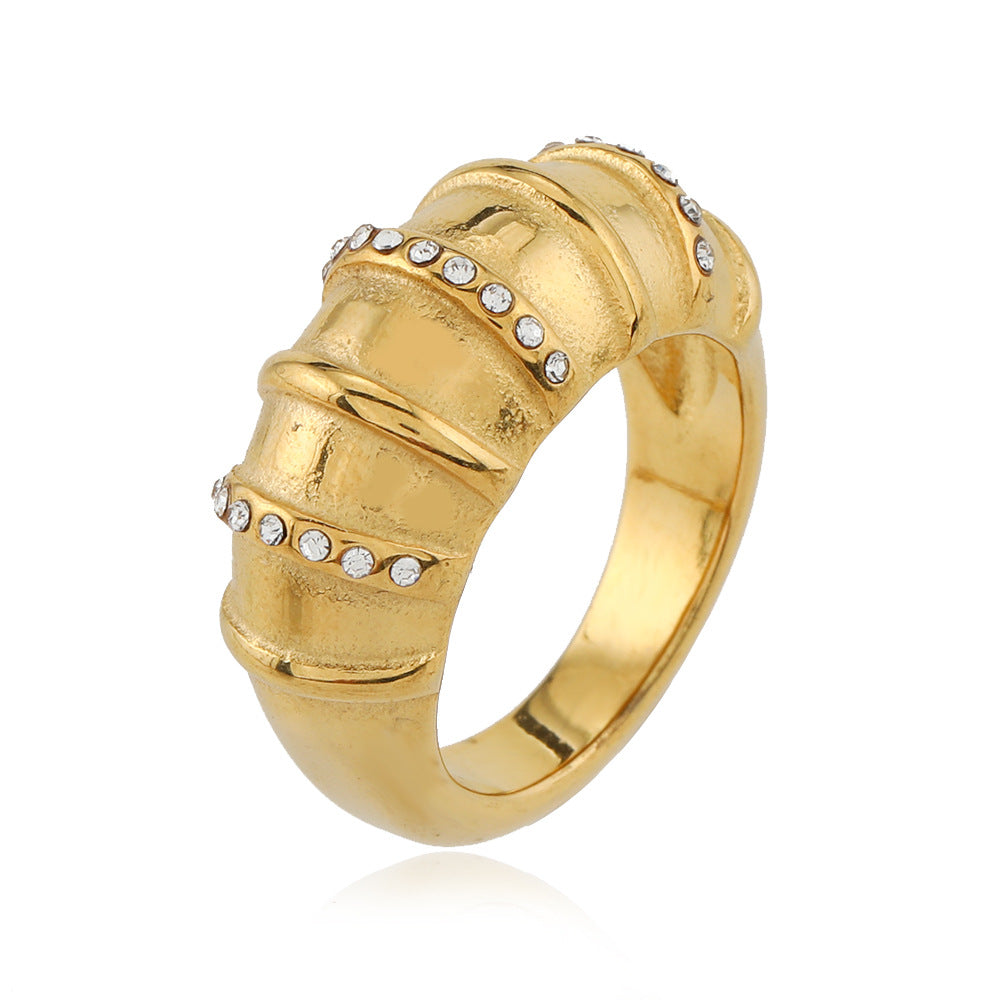 Inlaid Zircon Titanium Steel Female Advanced Rings