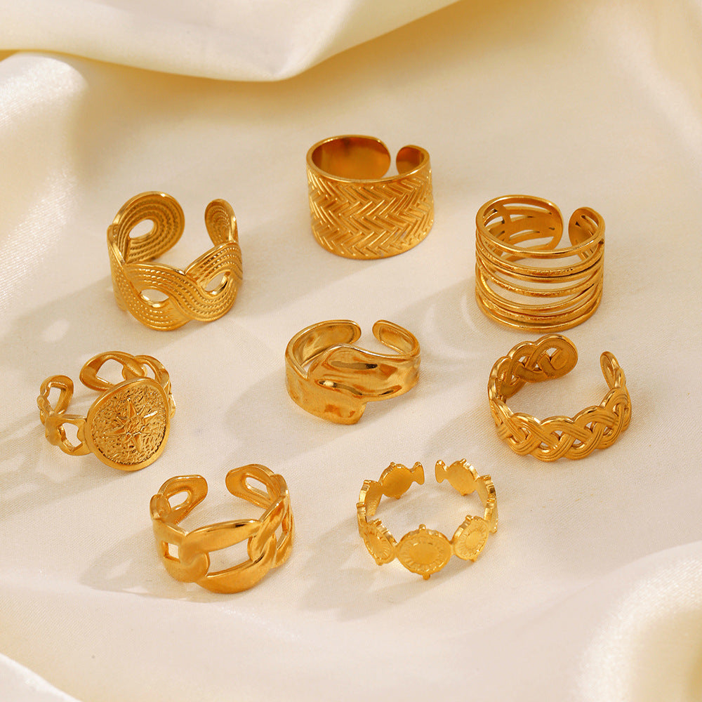 Stainless Steel Shaped Geometric Open Niche Design Rings