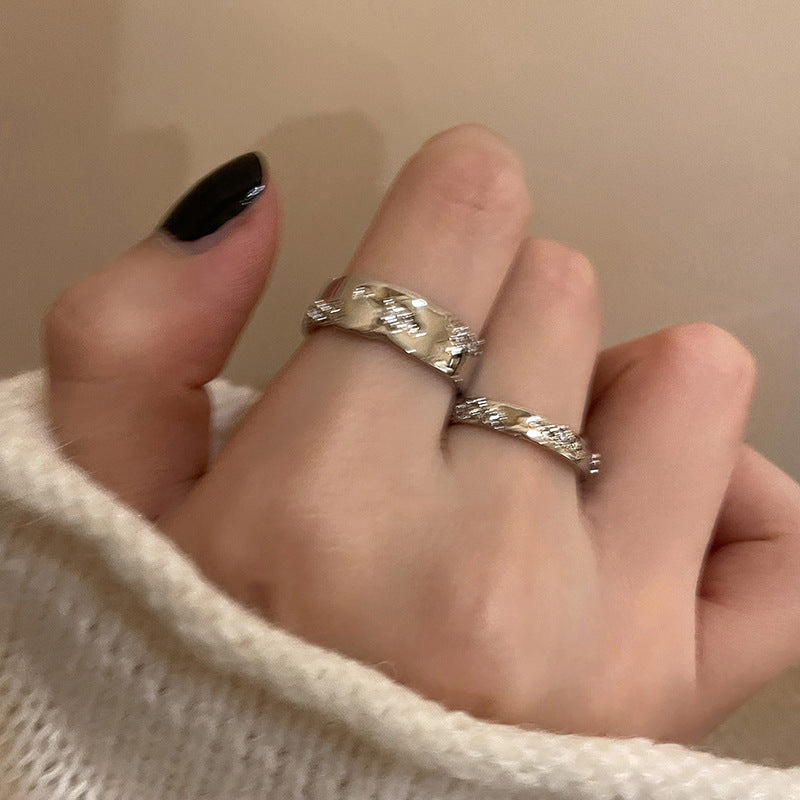 Broken Zircon Female Cold Wind Couple Rings