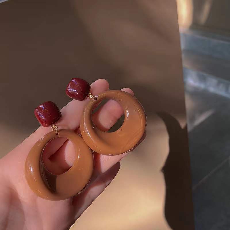 Women's Needle Coffee Color Series Design Sense Earrings