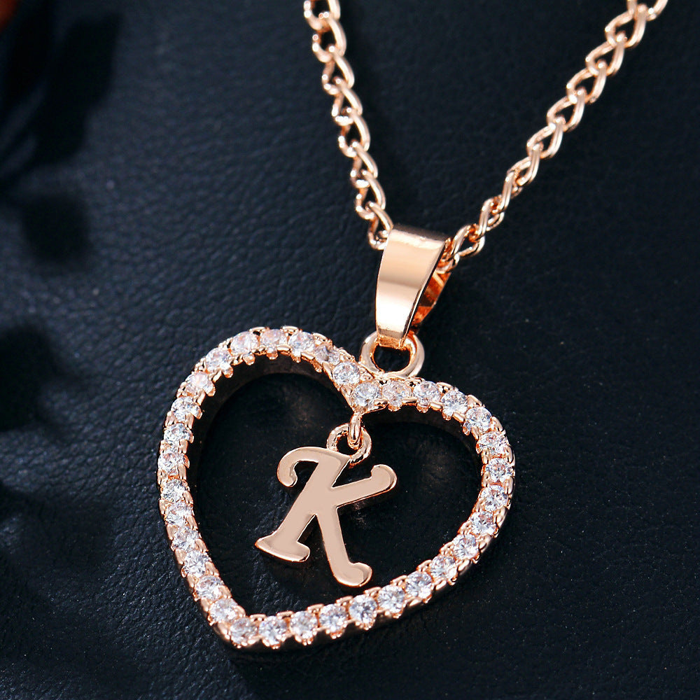 Letter Heart-shaped Zircon Jewelry Clavicle Chain Necklaces