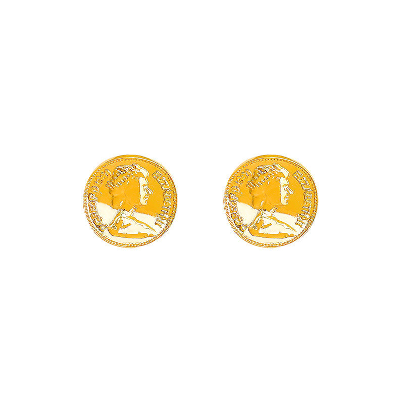 Retro High-grade Metal Portrait Light Luxury Earrings
