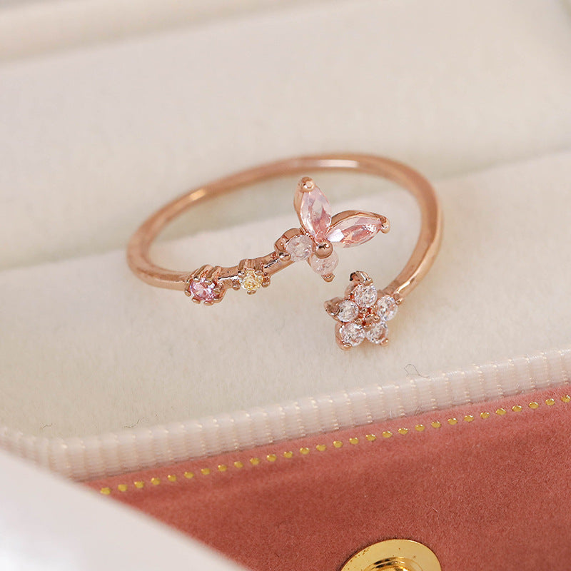 Micro Inlaid Zircon Niche Design Adjustable Rings