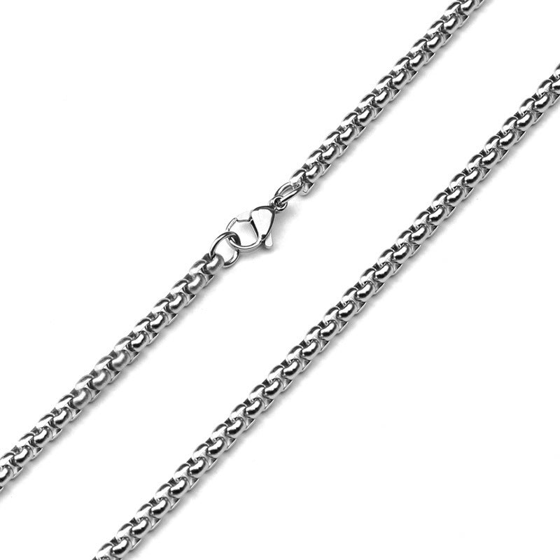 Men's Stainless Steel Square Pearl Chain Titanium Ornament Necklaces