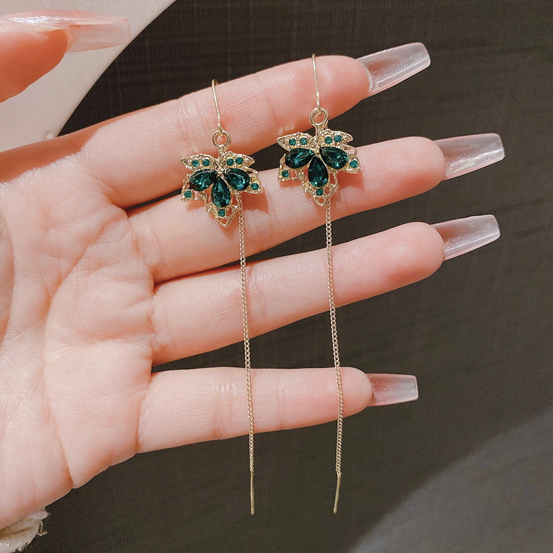 Women's Red Maple Leaf Hanging Trendy Ear Earrings