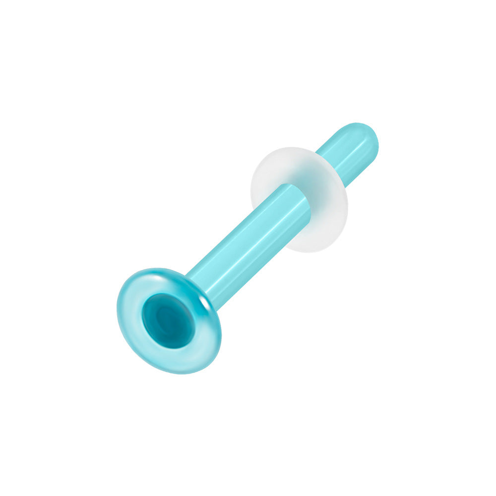 Glass Nose Straight Rod White Transparent Blue Ear Earrings