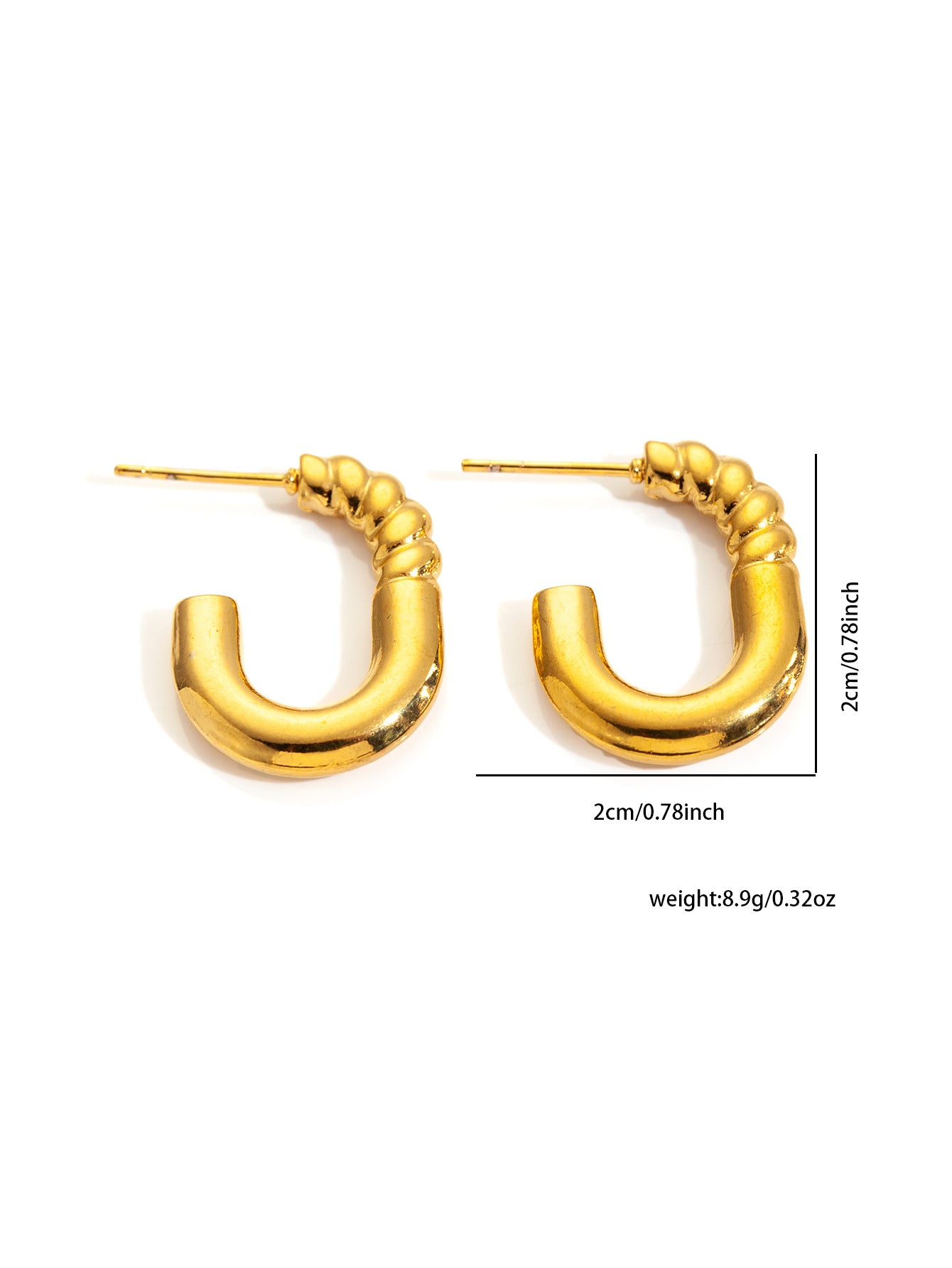 All Match Titanium Steel Gold-plated Texture Irregular Light Luxury Earrings