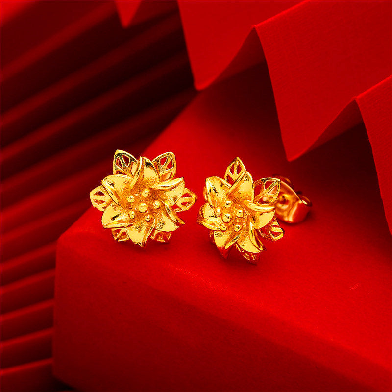 Women's Gold Small Ear Bar Simulation European Coin Earrings