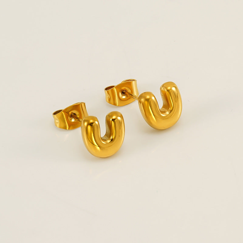 Women's Elegant Titanium Steel Stainless Gold-plated Mini Earrings