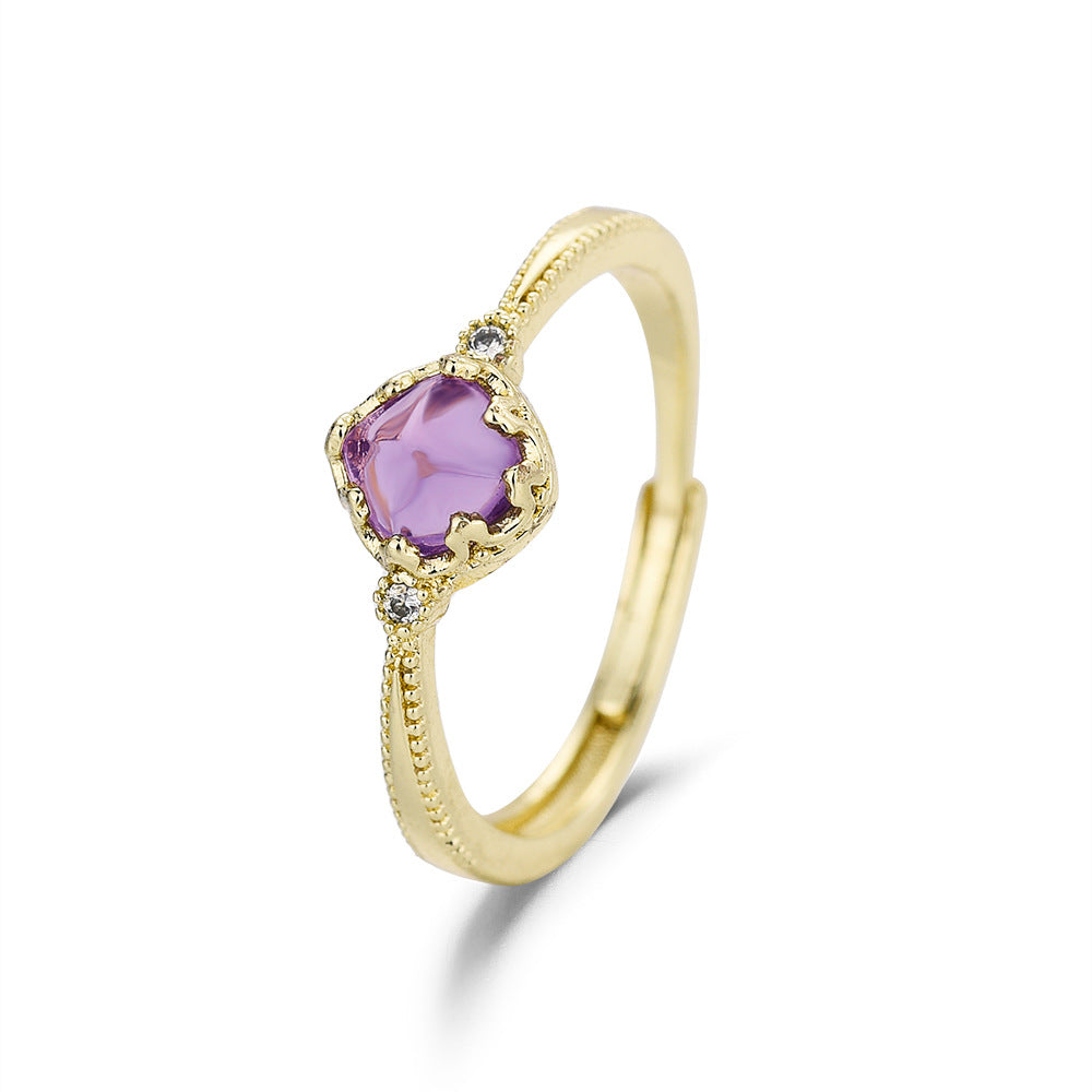 Tower Sugar Purple Black Gem Female Rings