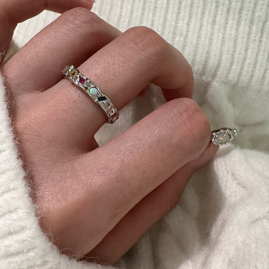 Exquisite Color Zircon Design Metal Tin Foil Rings