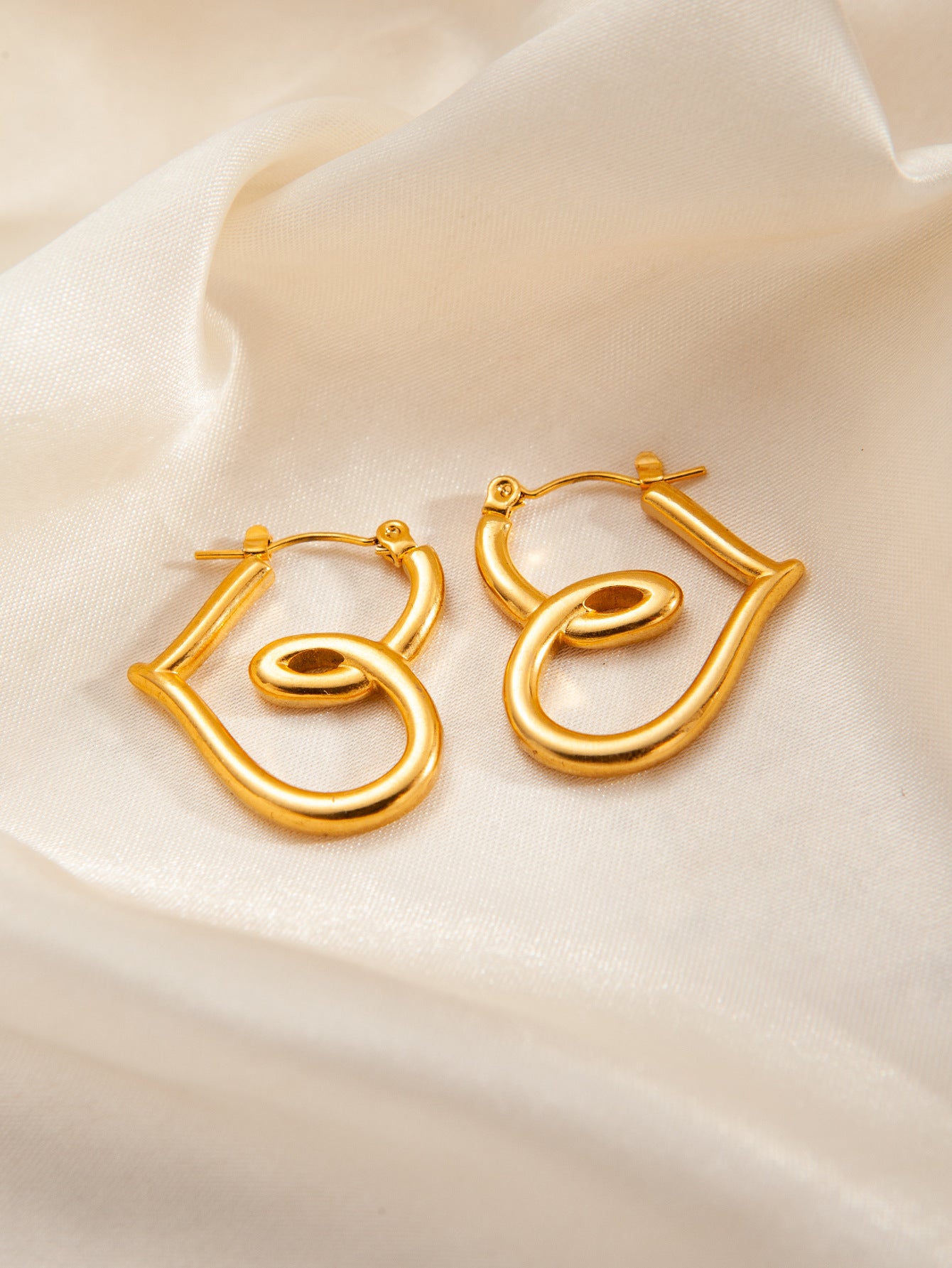 Stainless Steel Ginkgo Leaf Petals Golden Earrings
