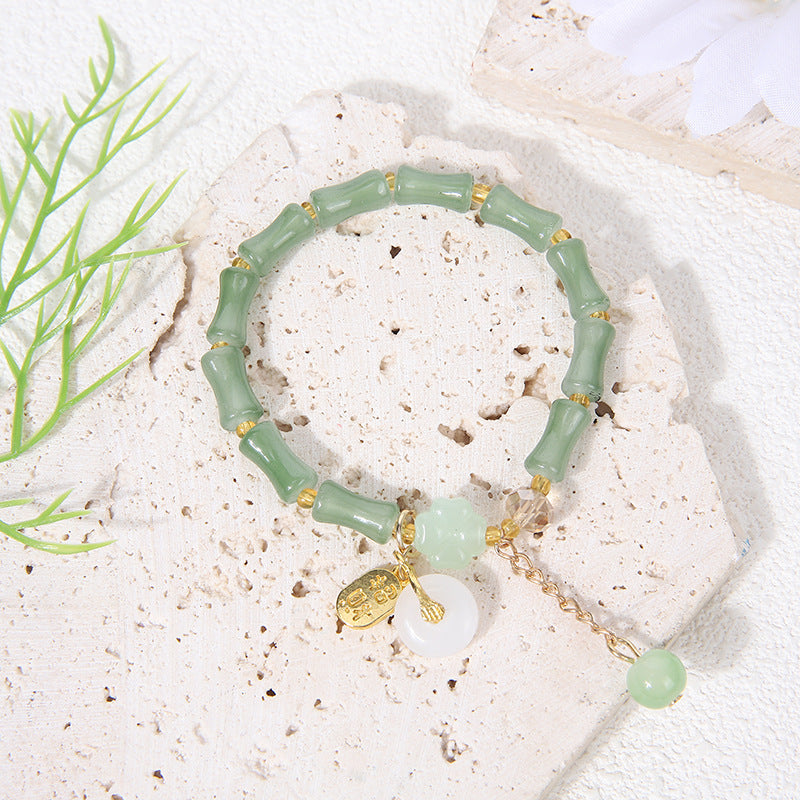 Bamboo Imitation Aventurine Festival High Peace Buckle Jade Bracelets