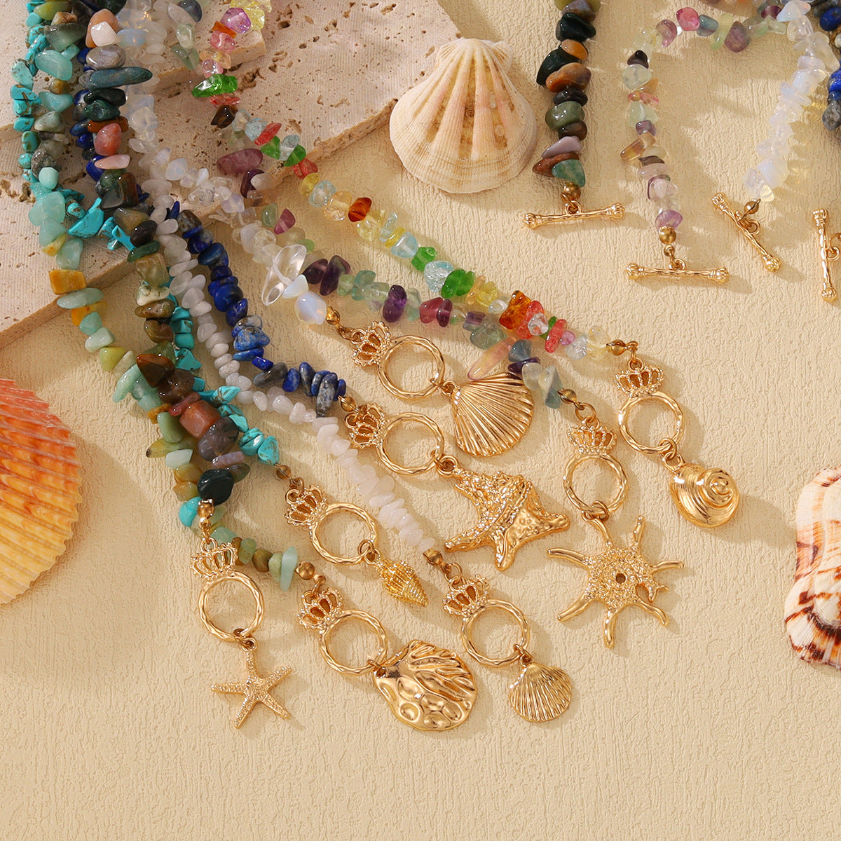 Marine Shell Natural Gravel Fashion Unique Design Necklaces