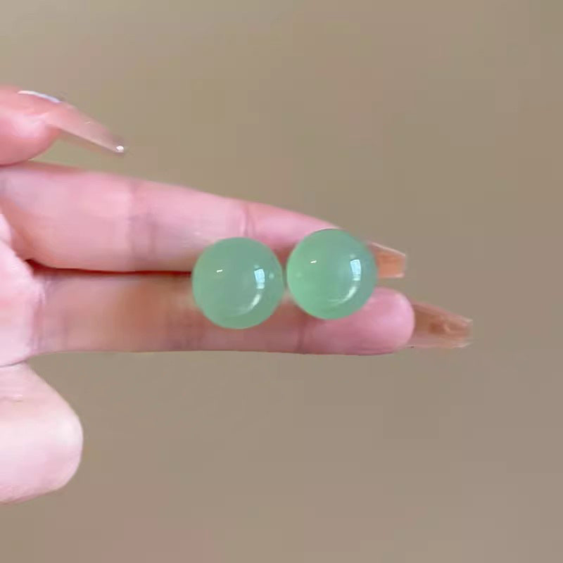Women's Candy Color Resin Ball For Sweet Small Simple Korean Earrings