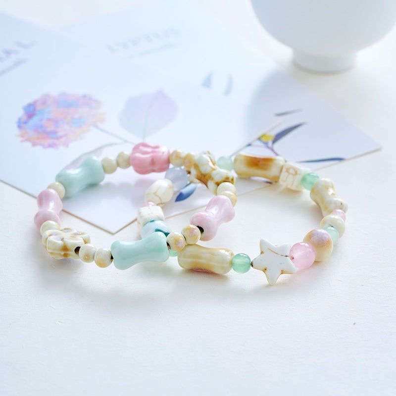 Female Beaded Male Couple Ancient Style Chinese Porcelain Bracelets