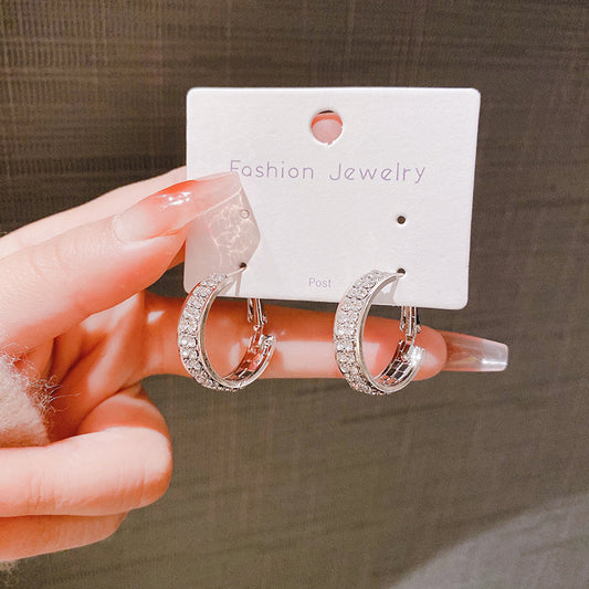 Women's Super Flash Hoop High-grade Light Luxury Temperament Small Earrings