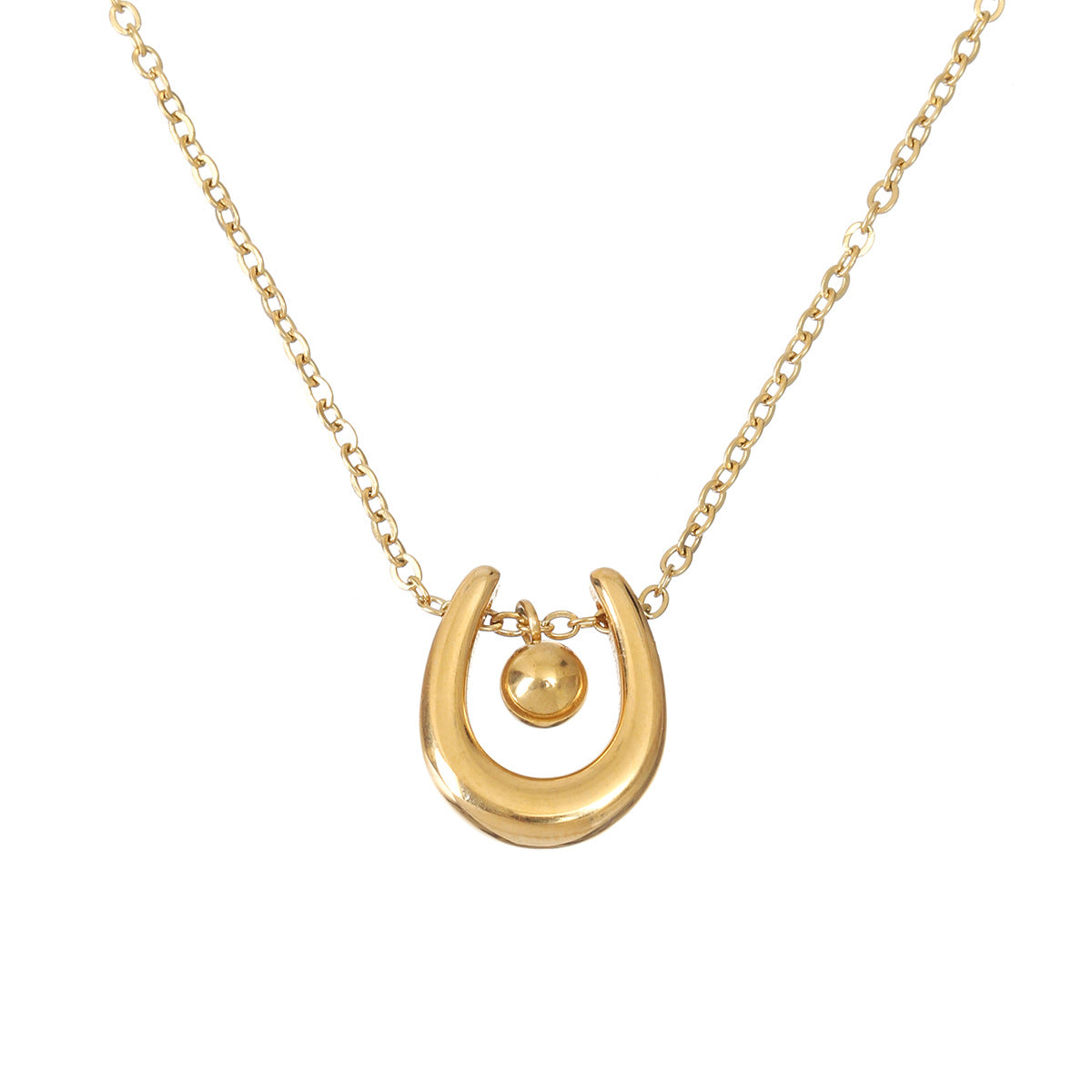 Women's Gold Cross Chain Golden Balls U-shaped Necklaces