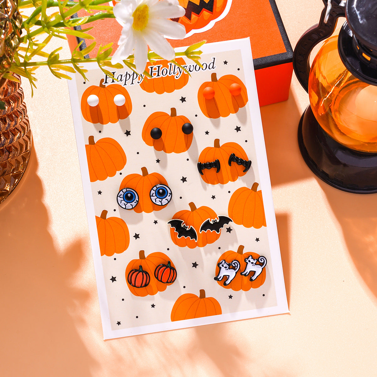 Women's Series Quirky Ideas Alloy Pumpkin Bat Earrings